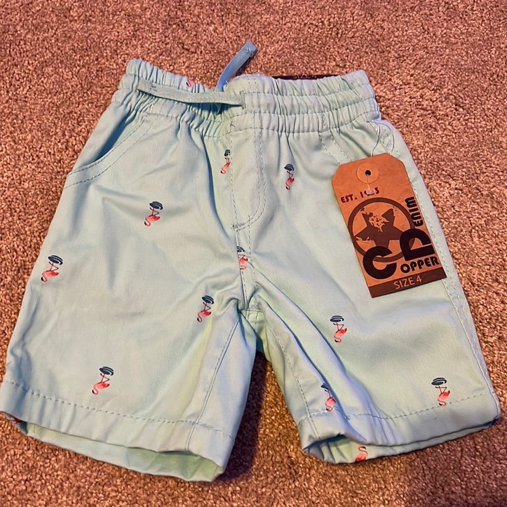 Little boys size 4 blue flamingo shorts NWT